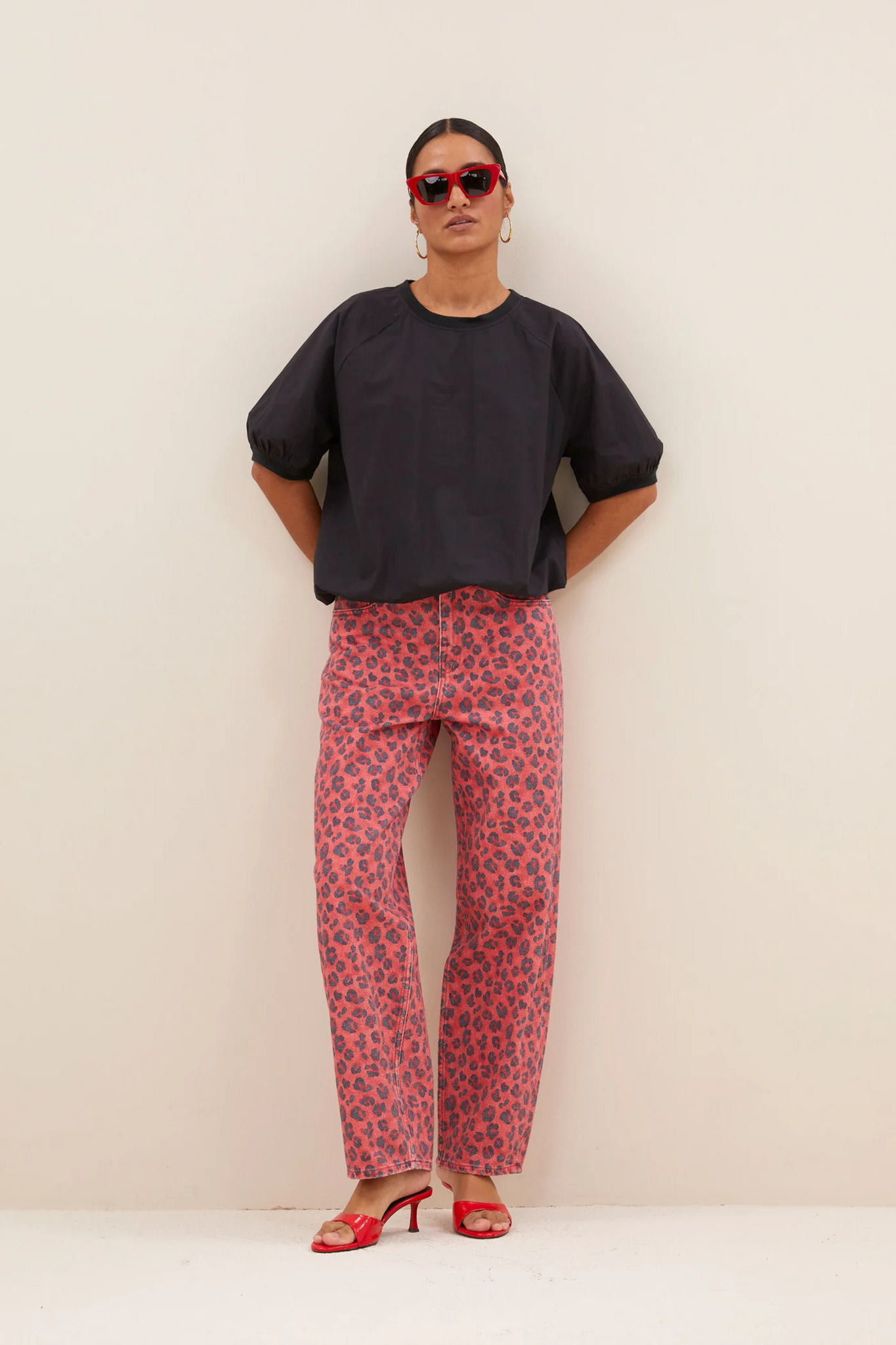 Pantalón leopardo rojo By-bar